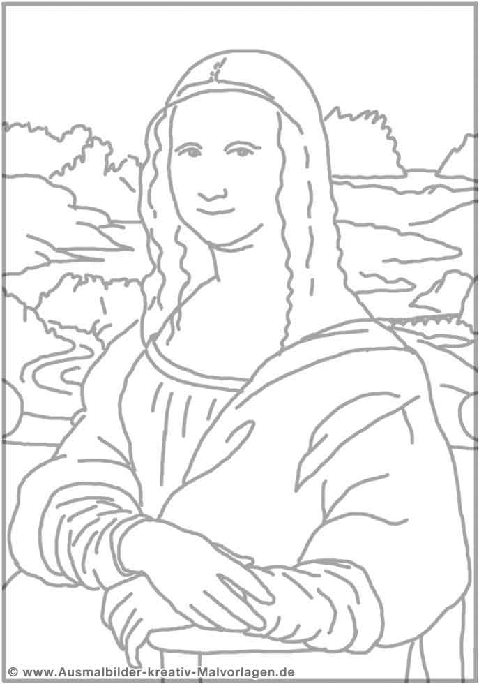 Coloring Model Of Mona Lisa Coloring Model Of Mona Lisa