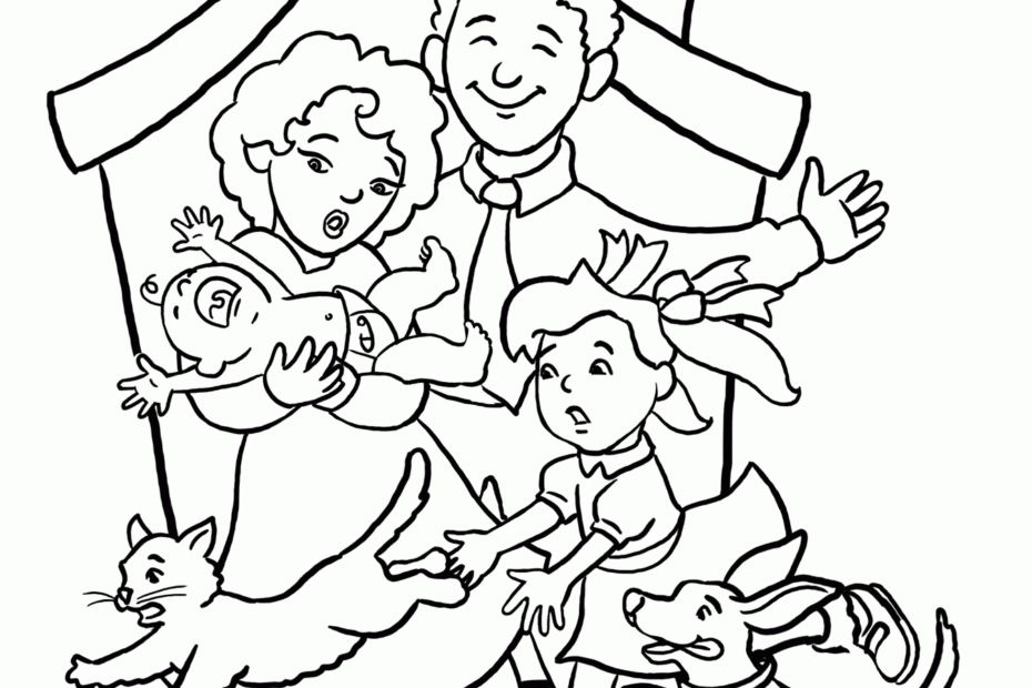 Coloring Page Of A Family Coloring Home