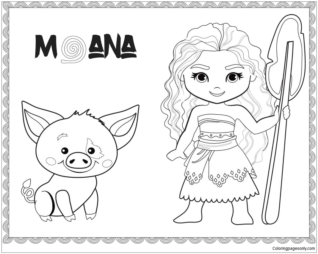 Moana and Pua Coloring Pages Moana and Pua Coloring Pages