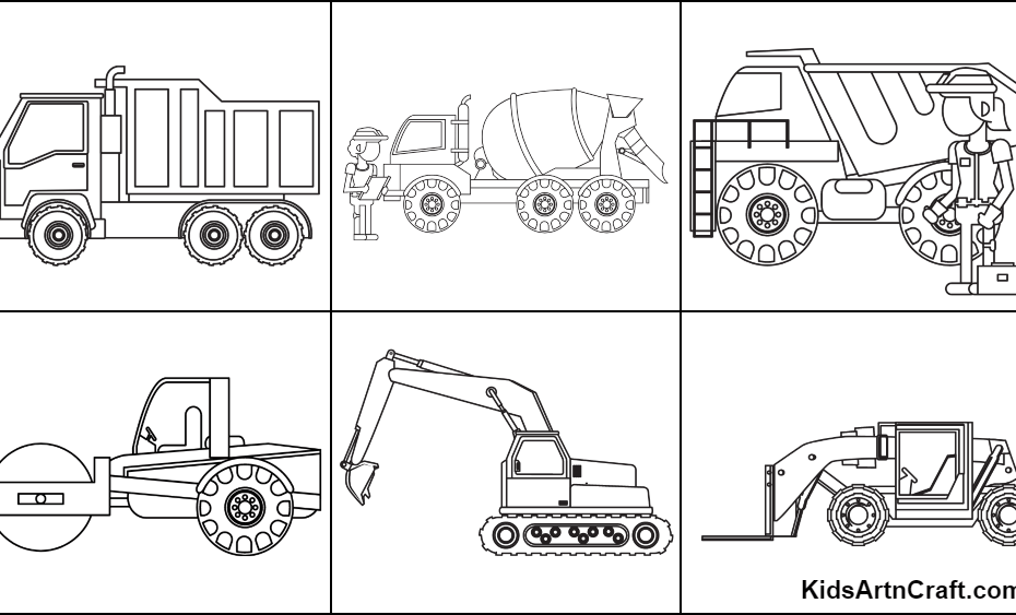 Construction Vehicles Coloring Pages For Kids