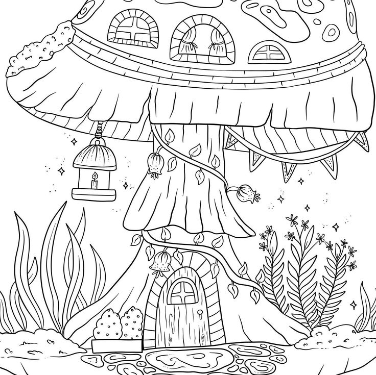 Cottagecore Mushroom Coloring Page Printable Adult Coloring Page Cottagecore Mushroom Coloring Page Printable Adult Coloring Page