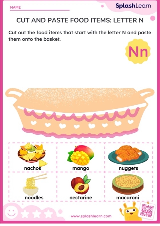 Cut And Paste Food Items Letter N Printable ELA Worksheet Cut And Paste Food Items Letter N Printable ELA Worksheet