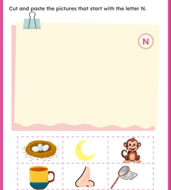 Cut And Paste Letter N Worksheet ELA Worksheets SplashLearn