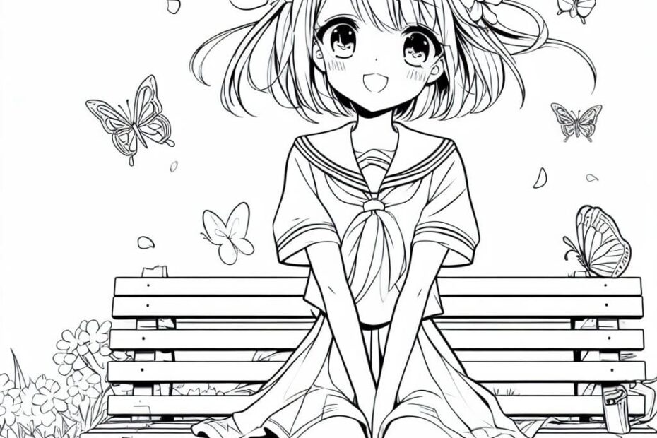 Cute Anime Girl Coloring Pages To Print Free Coloring Sheet