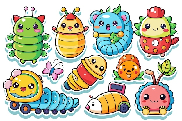 Cute Cartoon Caterpillar Characters In Different Stages Of Development Cute Cartoon Caterpillar Characters In Different Stages Of Development