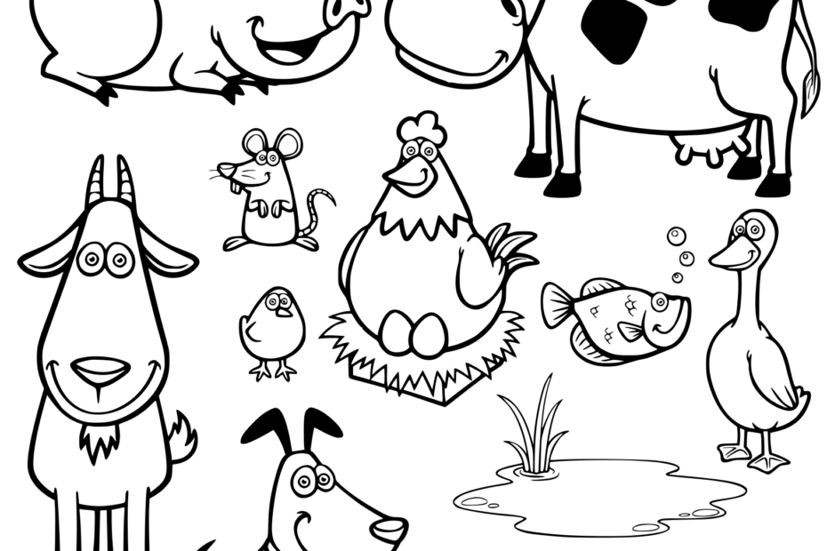Cute Farm Animals Kids Coloring Page Printable