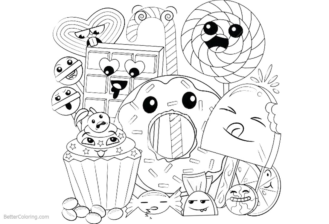 Cute Food Coloring Pages Happy Cartoon Dessert Free Printable Cute Food Coloring Pages Happy Cartoon Dessert Free Printable