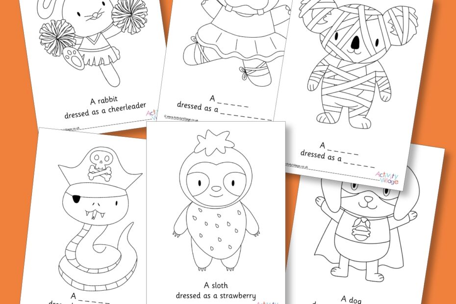 Cute New Animals In Costumes Colouring Pages