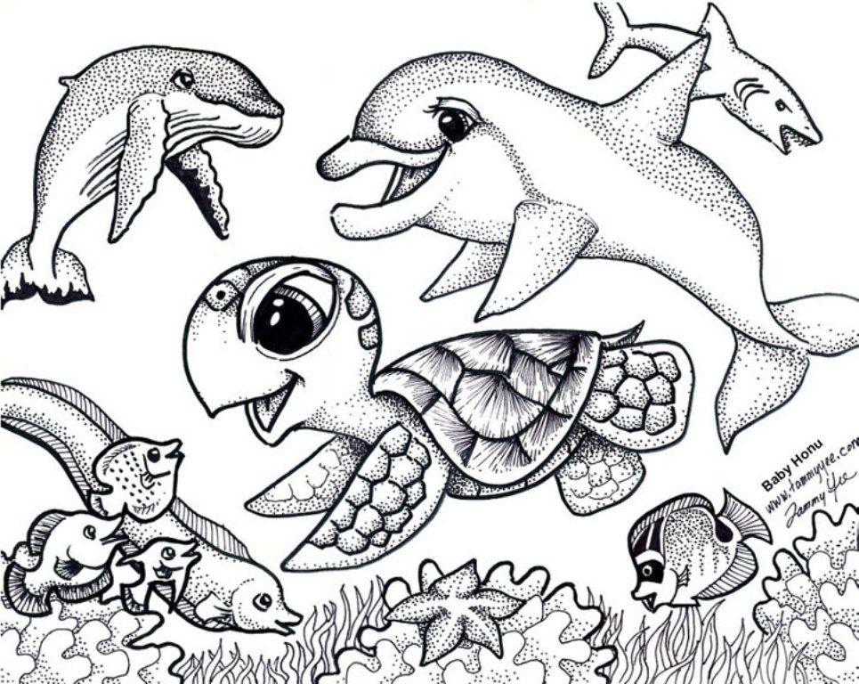 Cute Ocean Animals Coloring Pages Cute Ocean Animals Coloring Pages