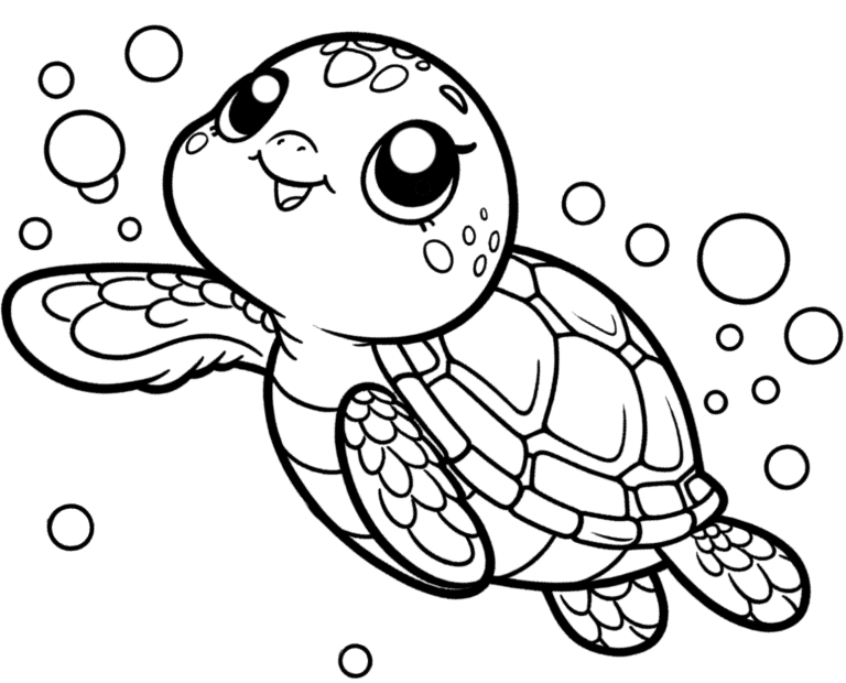 Cute Sea Turtle Coloring Page