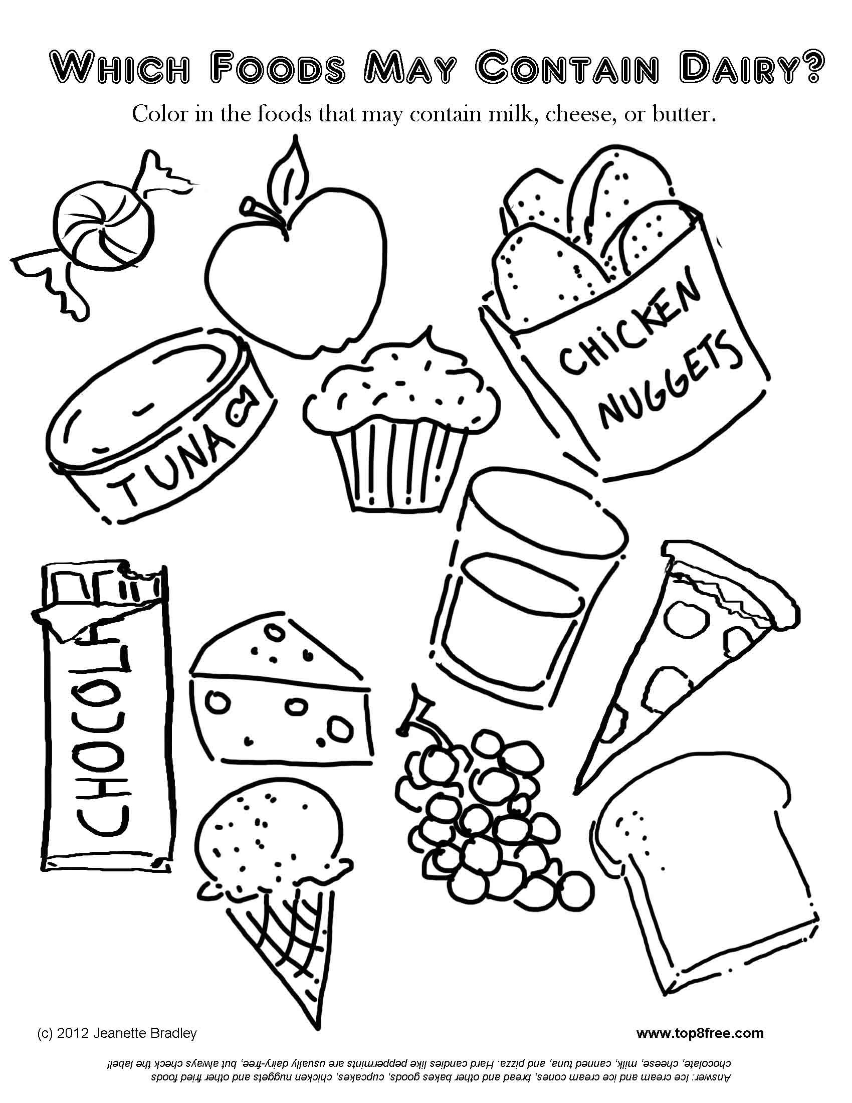 Dairy Allergy Coloring Page Food Coloring Page Free Kids Coloring Dairy Allergy Coloring Page Food Coloring Page Free Kids Coloring
