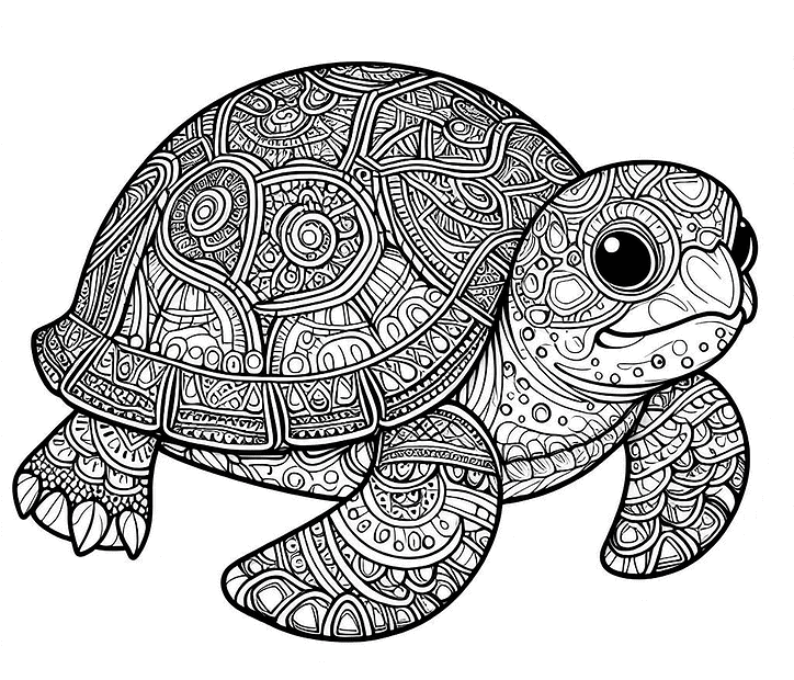 Detailed Turtle Coloring Page Free PDF Printable