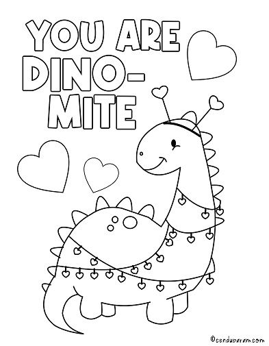 Dinosaur Valentines Coloring Pages Cenzerely Yours Valentines Day