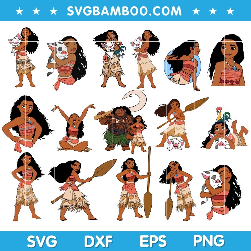Disney Moana SVG Bundle Moana Disney Princess SVG Bundle
