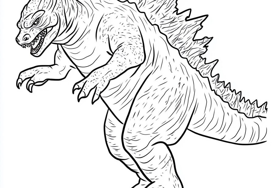 Drawing Godzilla Coloring Sheet