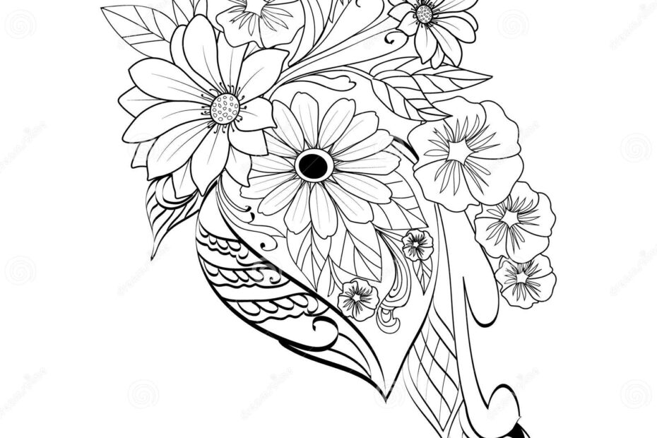Easy Flower Coloring Pages Aesthetic Flower Cluster Drawing Cute