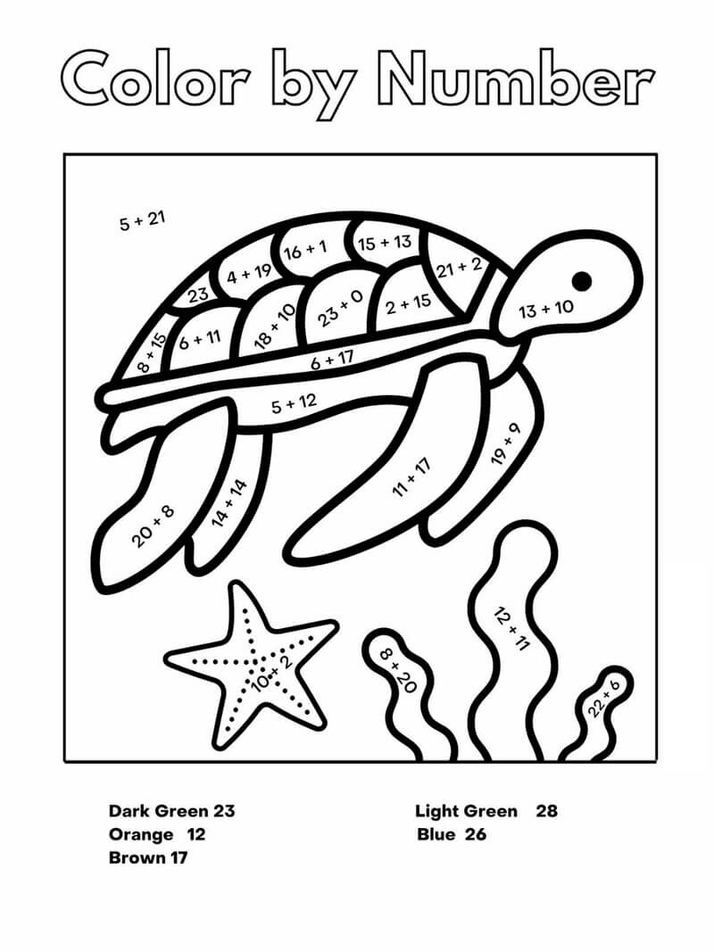 Easy To Draw Turtle Color By Number Download Print Now Easy To Draw Turtle Color By Number Download Print Now