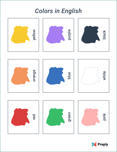 colors in english flashcards colors in english flashcards