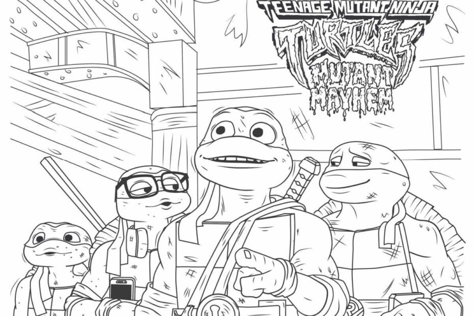 Enjoy This Free Printable TMNT Coloring Page Featuring All Four Ninja