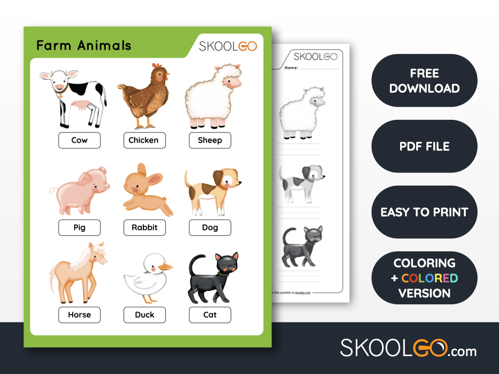 Farm Animals Free Worksheet SKOOLGO Farm Animals Free Worksheet SKOOLGO