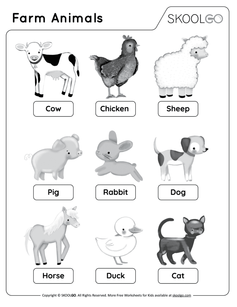 Farm Animals Free Worksheet SKOOLGO Farm Animals Free Worksheet SKOOLGO