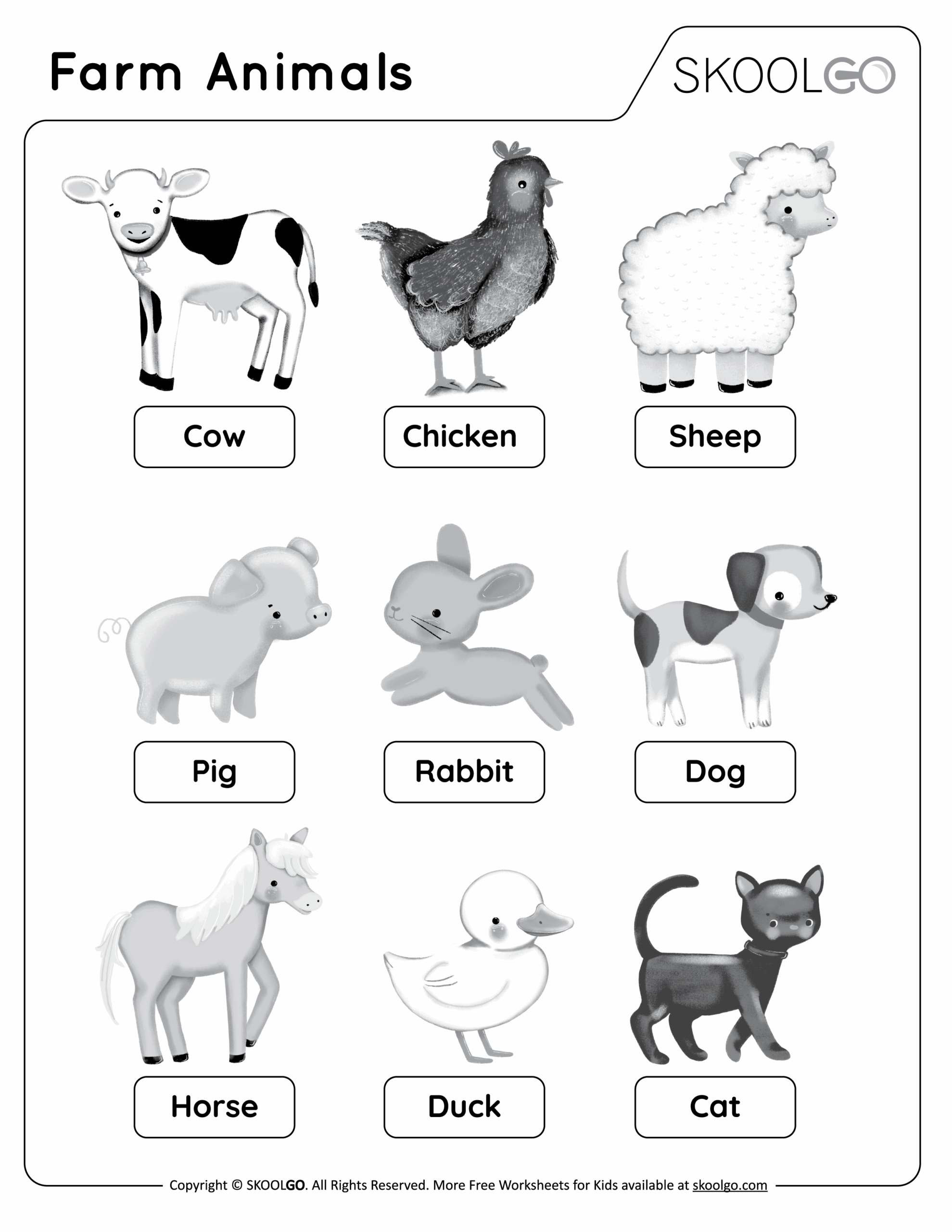 Farm Animals Free Worksheet SKOOLGO Farm Animals Free Worksheet SKOOLGO