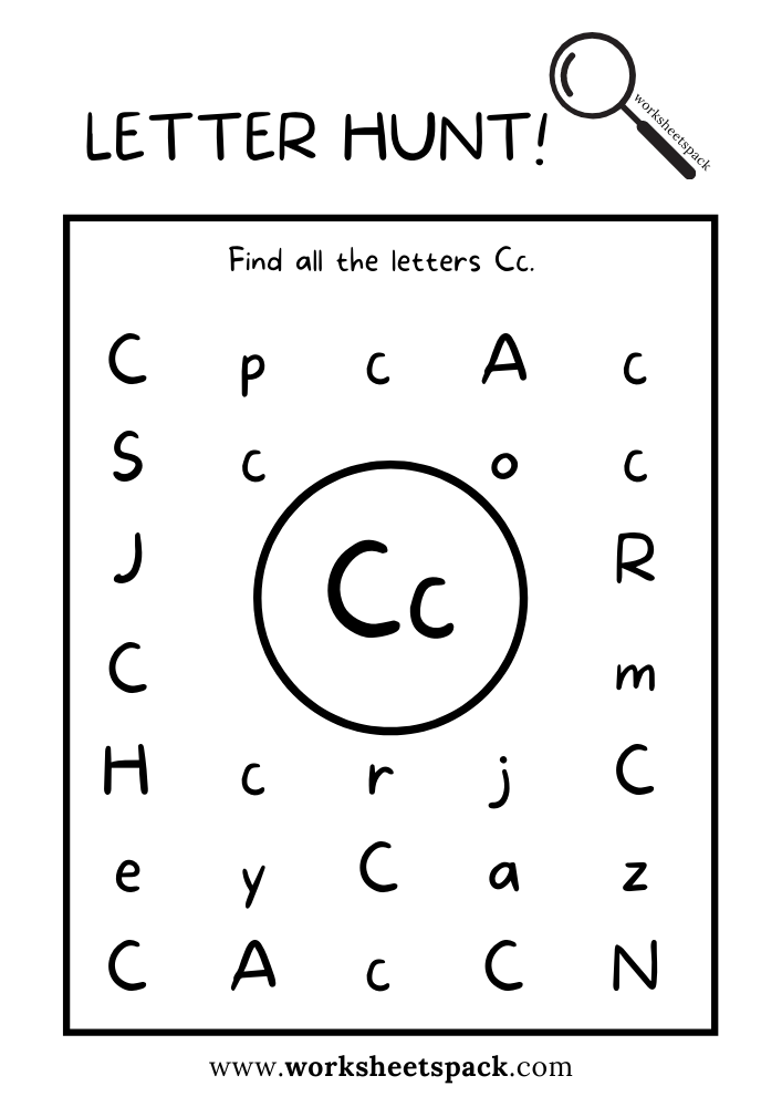 Find The Letter C Worksheet Alphabet C Hunt Activity Free Printable Find The Letter C Worksheet Alphabet C Hunt Activity Free Printable