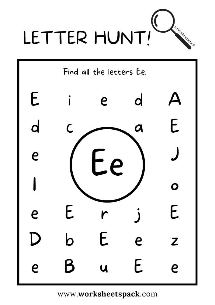 Find The Letter E Worksheet Alphabet E Hunt Activity Free Printable Find The Letter E Worksheet Alphabet E Hunt Activity Free Printable