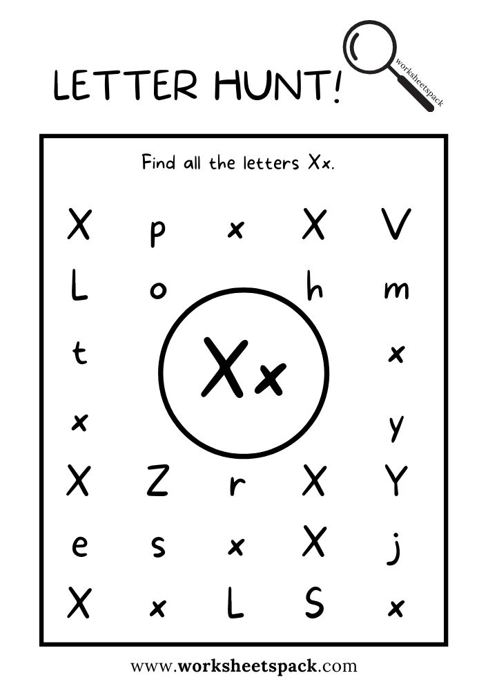 Find The Letter X Worksheet Alphabet X Hunt Activity Free Printable 