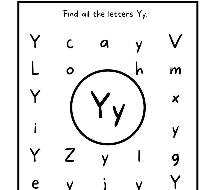Find The Letter Y Worksheet Alphabet Y Hunt Activity Free Printable