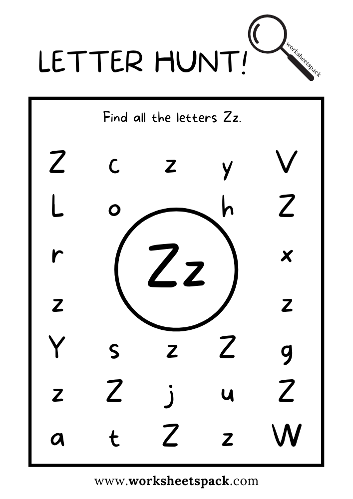 Find The Letter Z Worksheet Alphabet Z Hunt Activity Free Printable Find The Letter Z Worksheet Alphabet Z Hunt Activity Free Printable