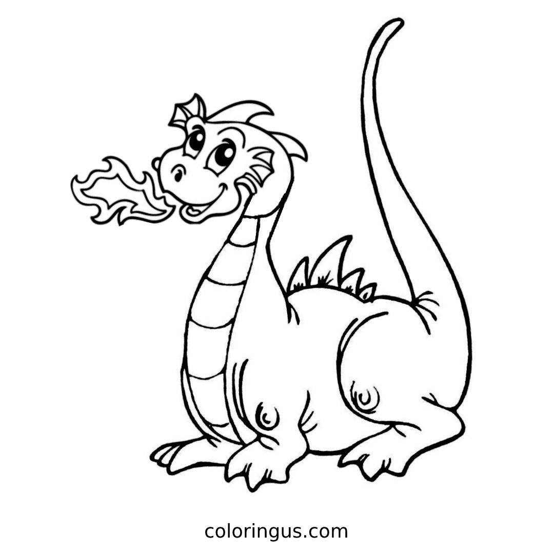 Flaming Dragon Coloring Page Flaming Dragon Coloring Page