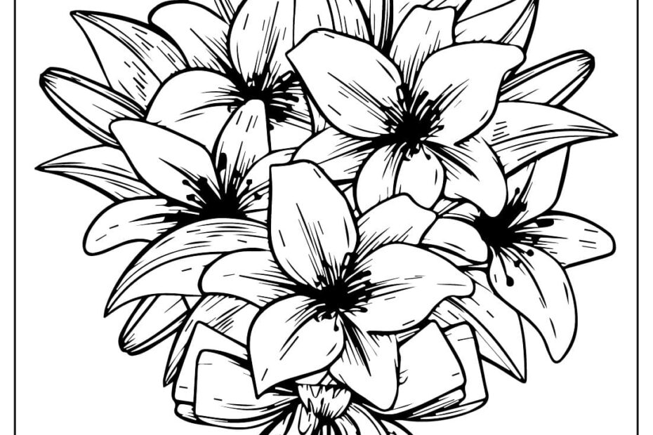 Flower Bouquet Coloring Sheet Free Printable Coloring Pages