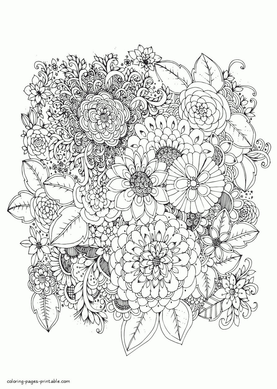 Flower Colouring Page Suitable For Adults COLORING PAGES PRINTABLE COM Flower Colouring Page Suitable For Adults COLORING PAGES PRINTABLE COM