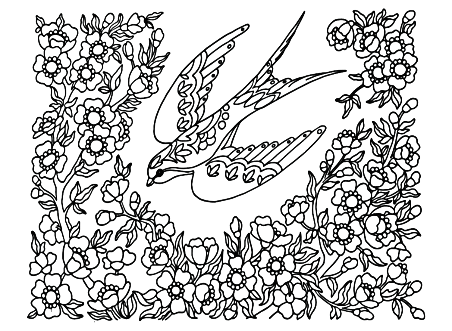 Flower Swallow Coloring Sheet Free Printable Coloring Pages Flower Swallow Coloring Sheet Free Printable Coloring Pages