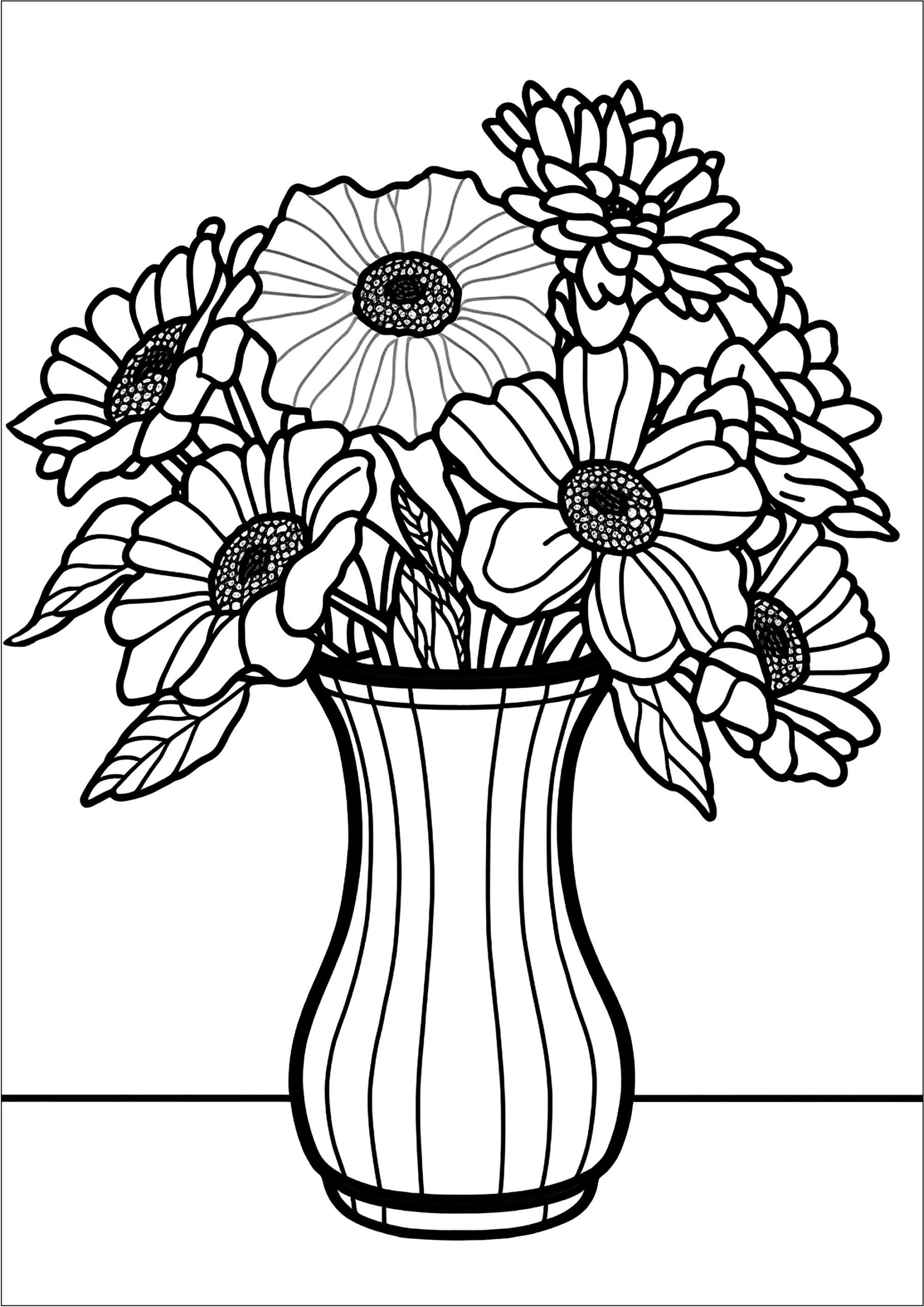 Flowers In A Vase Flowers Kids Coloring Pages Flowers In A Vase Flowers Kids Coloring Pages