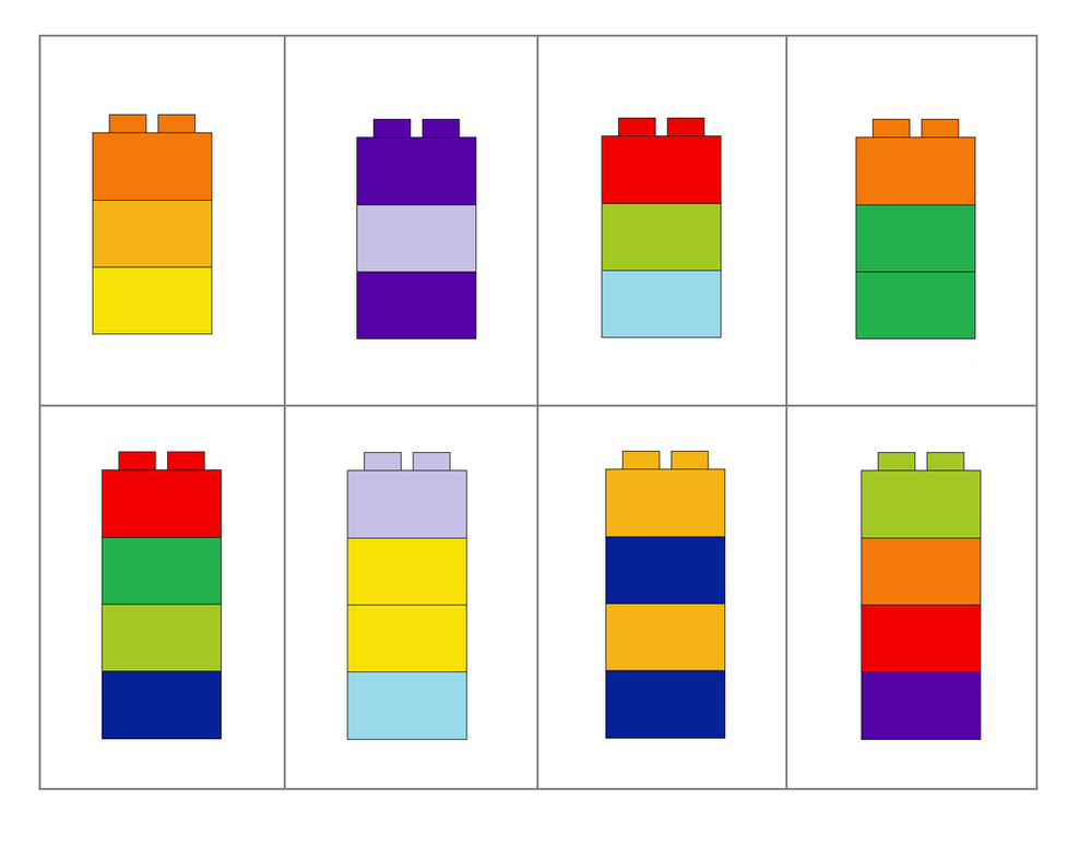 Four Different Colored Legos Are Shown In The Same Pattern Each With Four Different Colored Legos Are Shown In The Same Pattern Each With