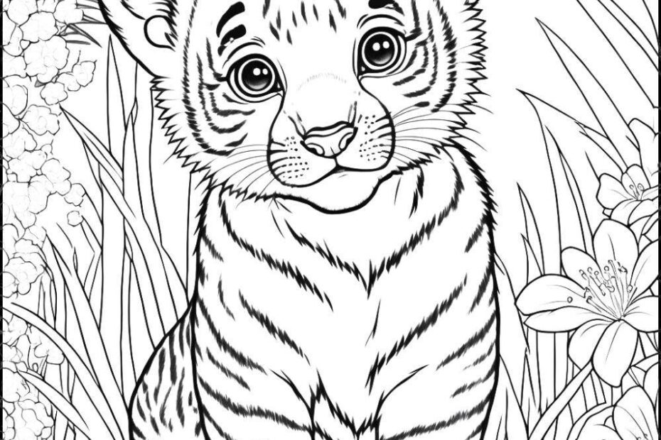 Free Animal Coloring Pages Tiger Cub Coloring Page