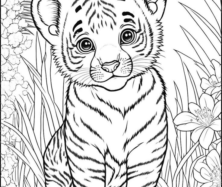 Free Animal Coloring Pages Tiger Cub Coloring Page