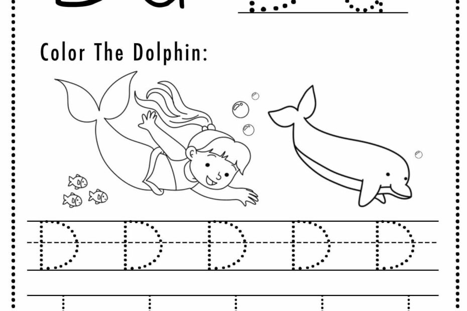 Free Letter D Tracing Worksheets Mermaid Themed