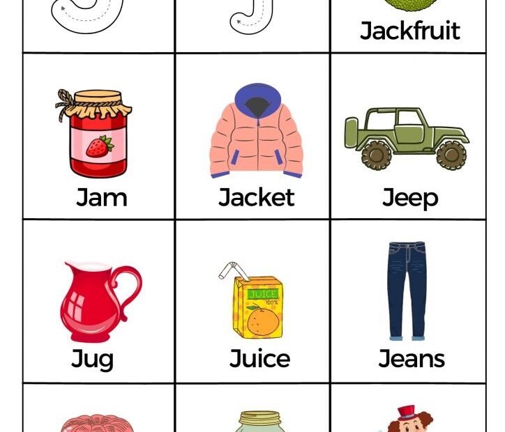 Free Letter J Pictures Worksheets Printable PDF
