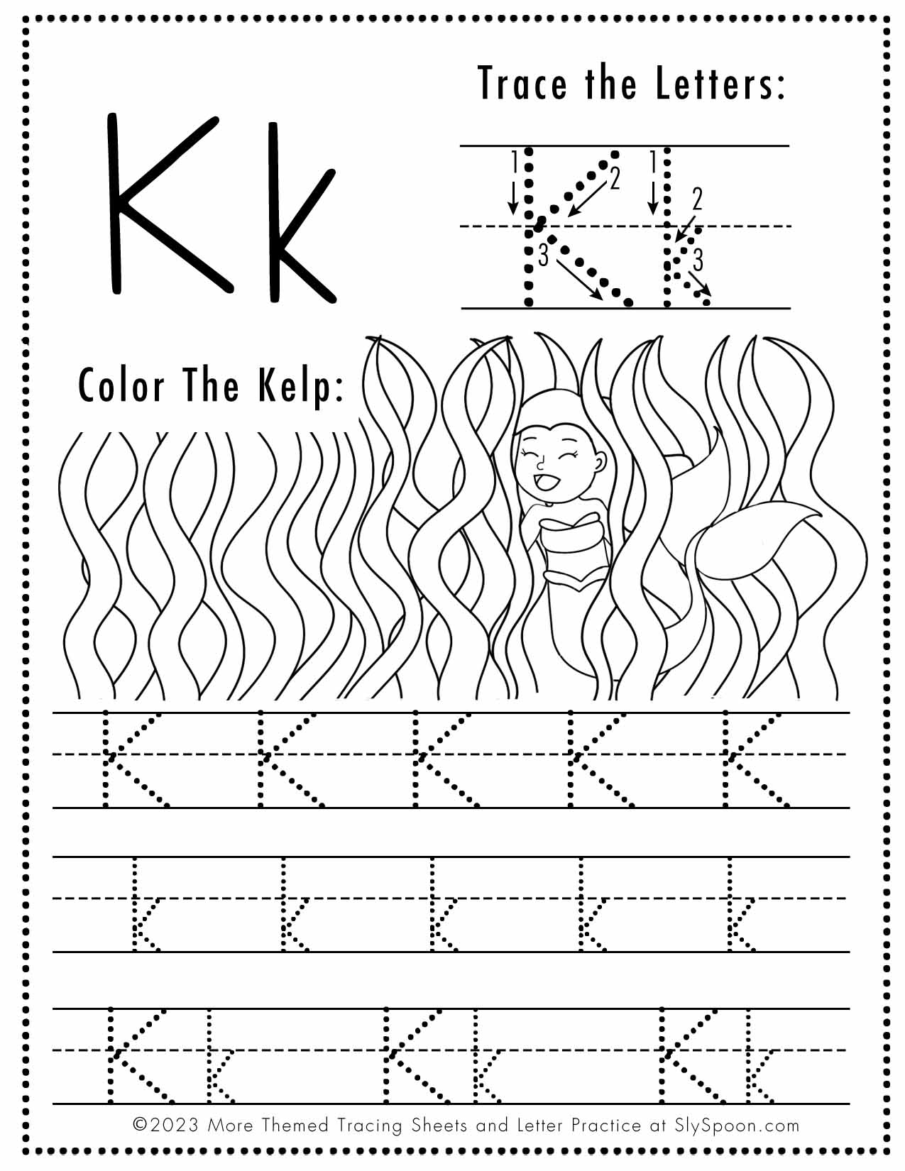 Free Letter K Tracing Worksheet Printable Mermaid Themed Sly Spoon Free Letter K Tracing Worksheet Printable Mermaid Themed Sly Spoon