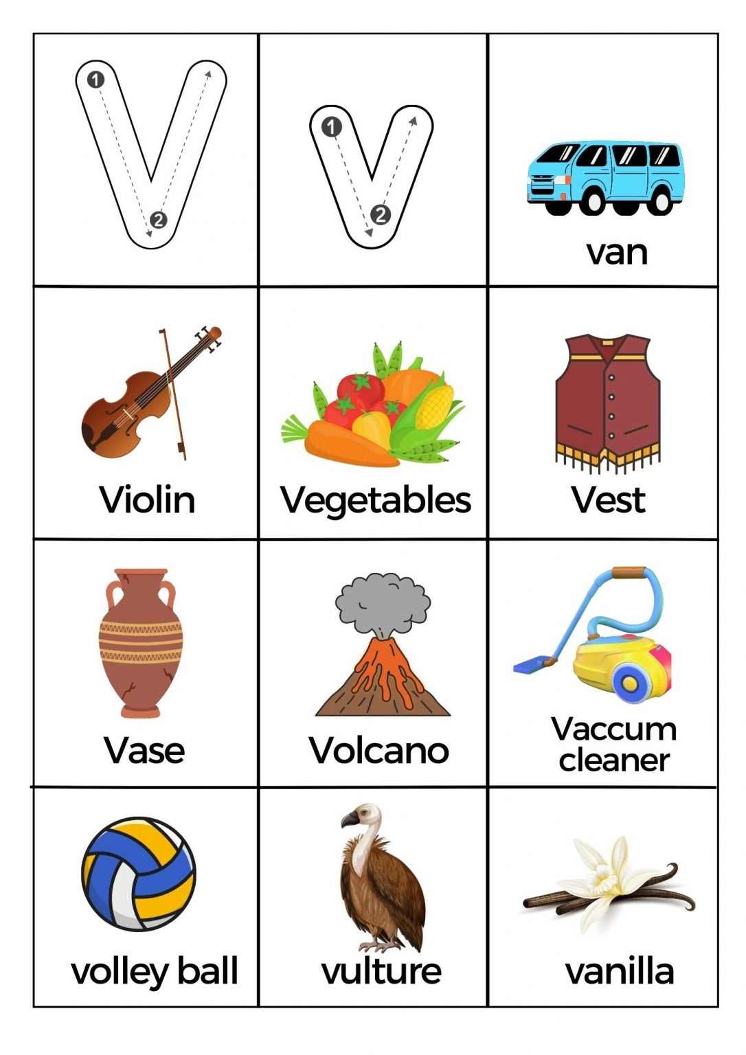 Free Letter V Pictures Worksheets Printable PDF Free Letter V Pictures Worksheets Printable PDF