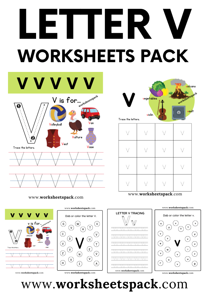 Free Letter V Printable Worksheets PDF Worksheetspack