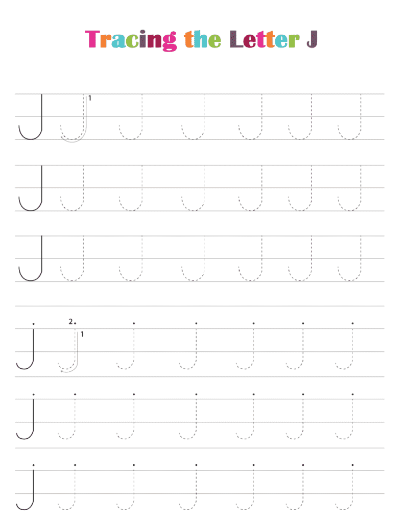 Free Printable Alphabet Tracing Worksheets PDF Letter J Free Printable Alphabet Tracing Worksheets PDF Letter J