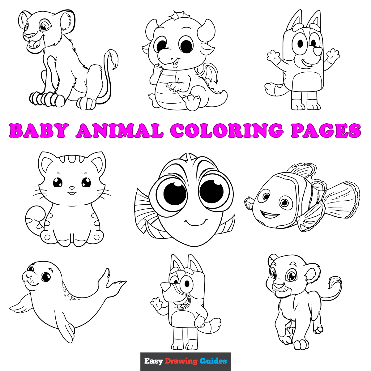 easy cute animal coloring pages easy cute animal coloring pages