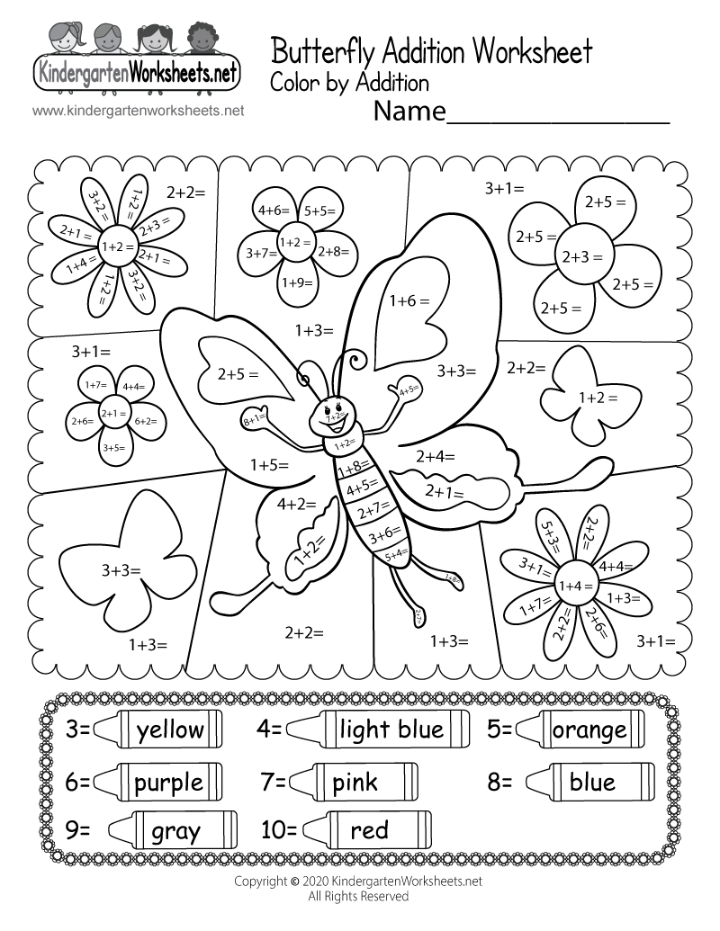 Free Printable Butterfly Math Adding Worksheet For Kindergarten Free Printable Butterfly Math Adding Worksheet For Kindergarten