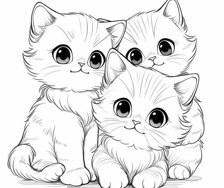 Free Printable Cute Kittens Coloring Pages