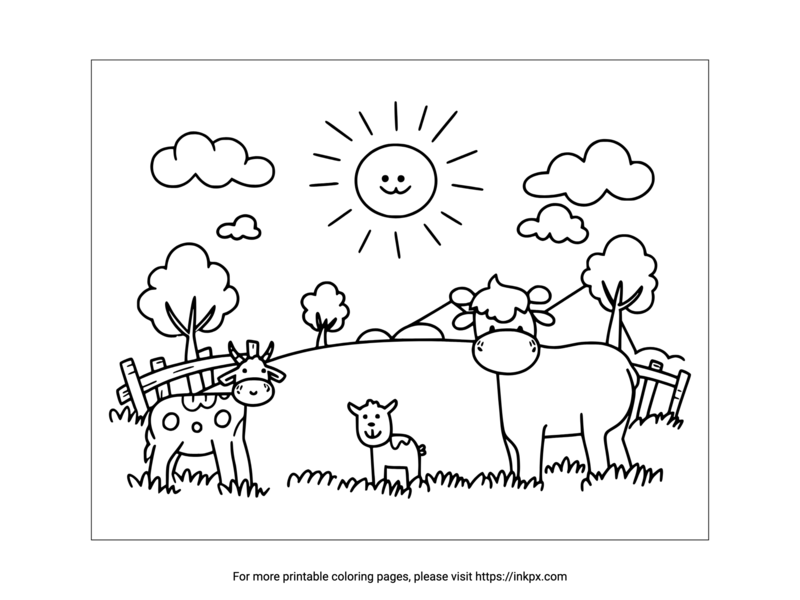 Free Printable Farm Animals Coloring Sheet InkPx
