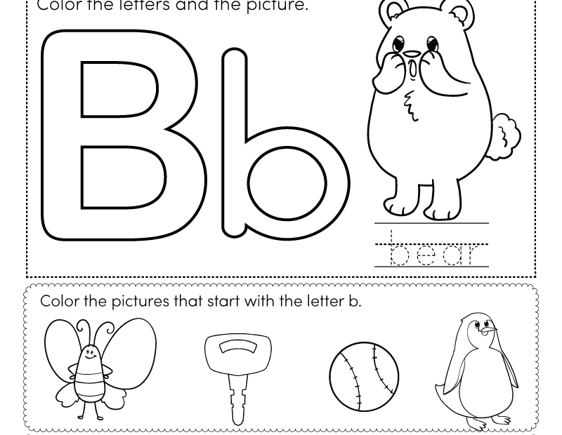 Free Printable Letter B Coloring Worksheet